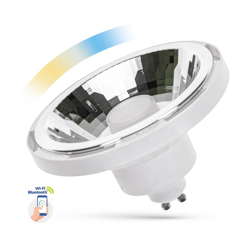 Gu10 10w Hvid Smart Home Led Spot   Ar111, Tuya Smart Life, Virker Med Google Home, Alexa Og Smartphones   Dæmpbar : Via Smart Home, Kulør : Cct (varm Til Kold Hvid) fra Spectrum