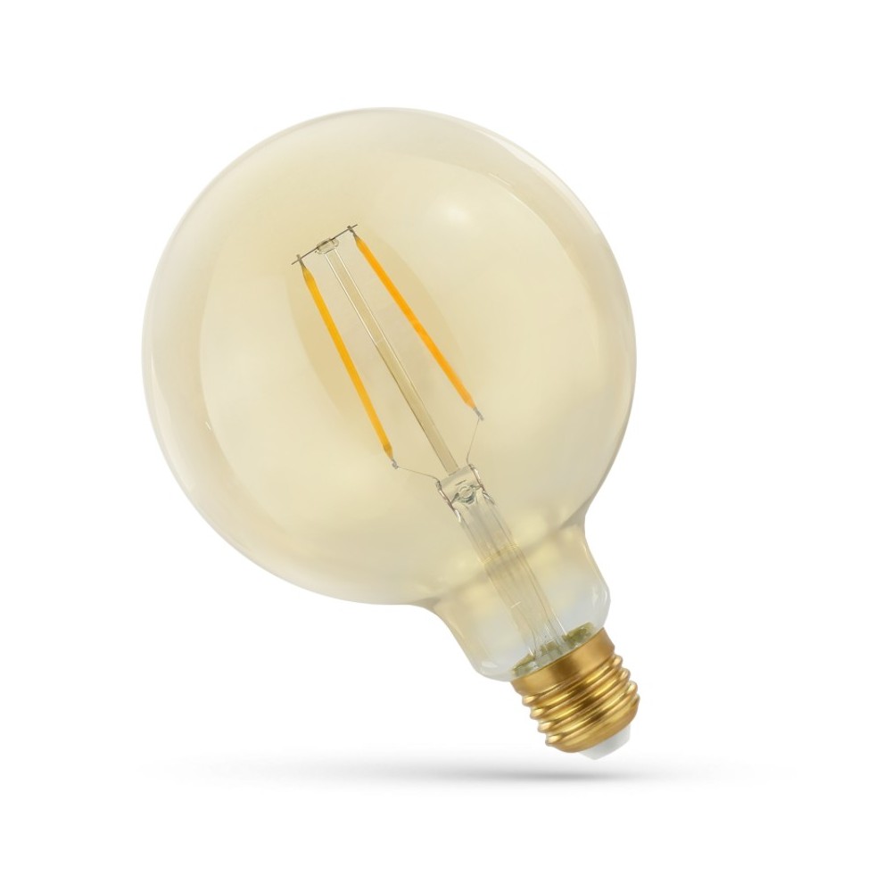 E27 5w Led Globepære Kultråd, 12,5 Cm, Rav Farvet Glas, Ekstra Varm Dæmpbar : Ikke Dæmpbar, Kulør : Ekstra Varm fra Spectrum
