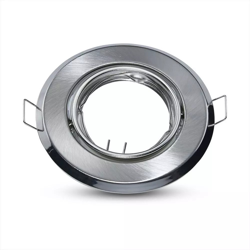 2 Stk. Mr16 Eller Gu10 Downlight Kit Uden Lyskilde, Børstet Stål, Hul: ø7 Cm, Mål: ø9,3 Cm Fatning : Gu10 fra V-tac