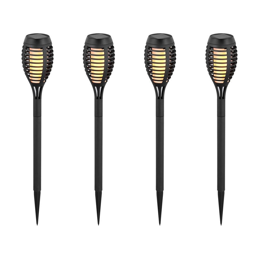 Solcelle Havelamper 4 Stk   Sort, Med Spyd, Flammeeffekt, 50cm Høj fra V-tac