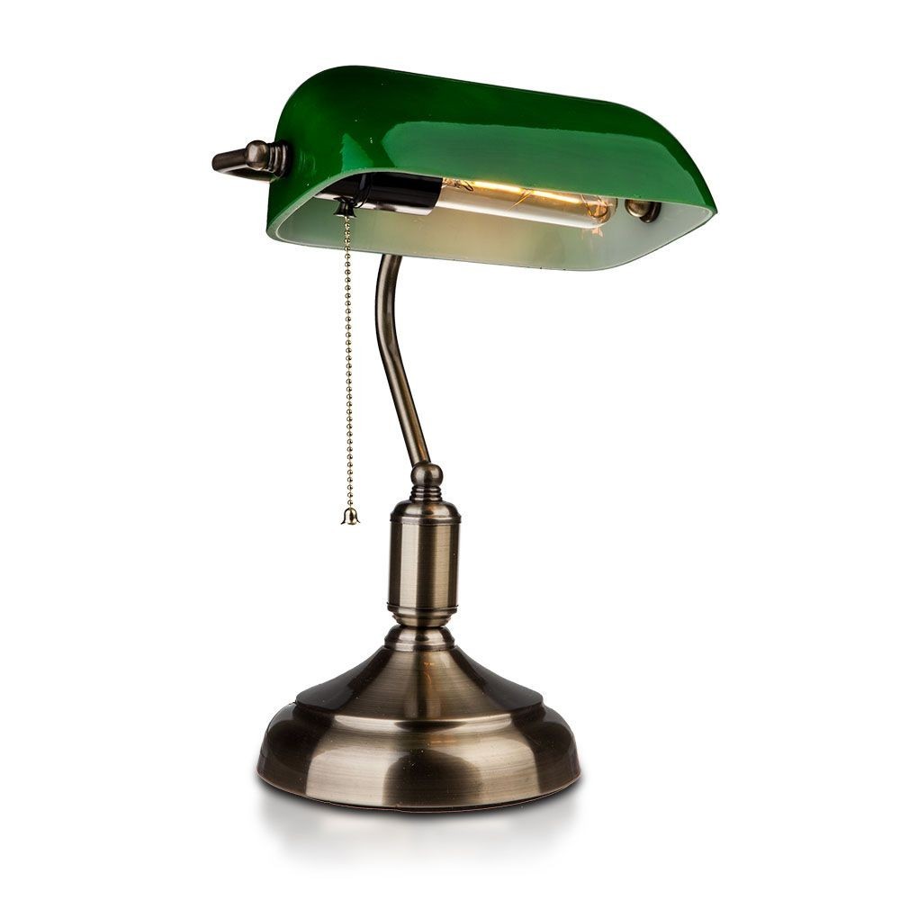 V Tac Klassisk Skrivebordslampe   Grønt Glas, 1,5 Meter Ledning, E27 Fatning, Uden Lyskilde Maks. 60w fra V-tac