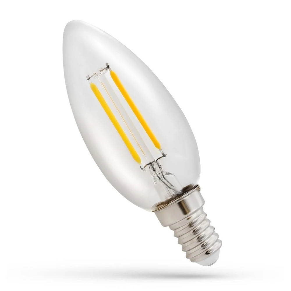 E14 1w Led Kertepære C35, Kultråd, Klart Glas Dæmpbar : Ikke Dæmpbar, Kulør : Varm fra Spectrum