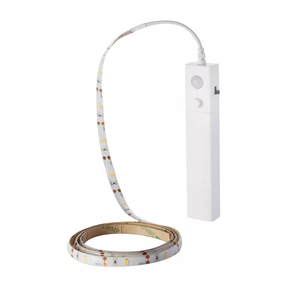 1m 2,4w M Stænktæt Led Strip 6v Dc, Ip65, Pir Sensor, Batteri, 30 Led Pr. Meter Kulør : Varm fra V-tac