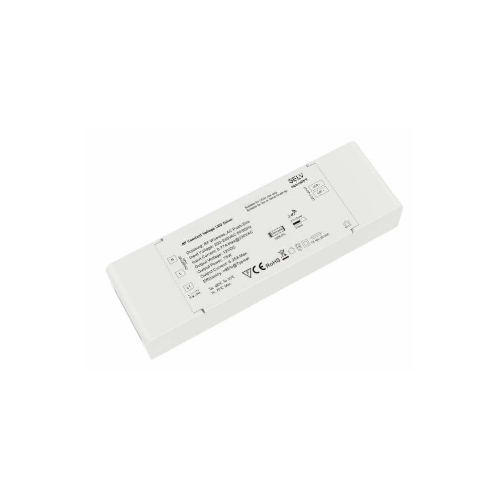 75w 12v Dc Dæmpbar Strømforsyning 6.25a, Rf, Push Dæmp fra Ledlife