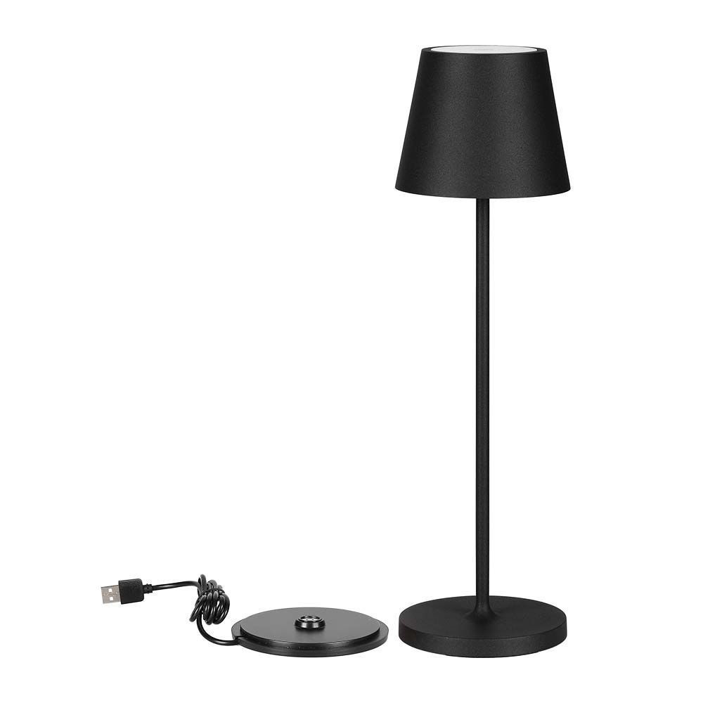 V Tac Opladelig Bordlampe, Trådløs   Sort, Ip54 Udendørs Bordlampe, Touch Dæmpbar, Model Mini fra V-tac