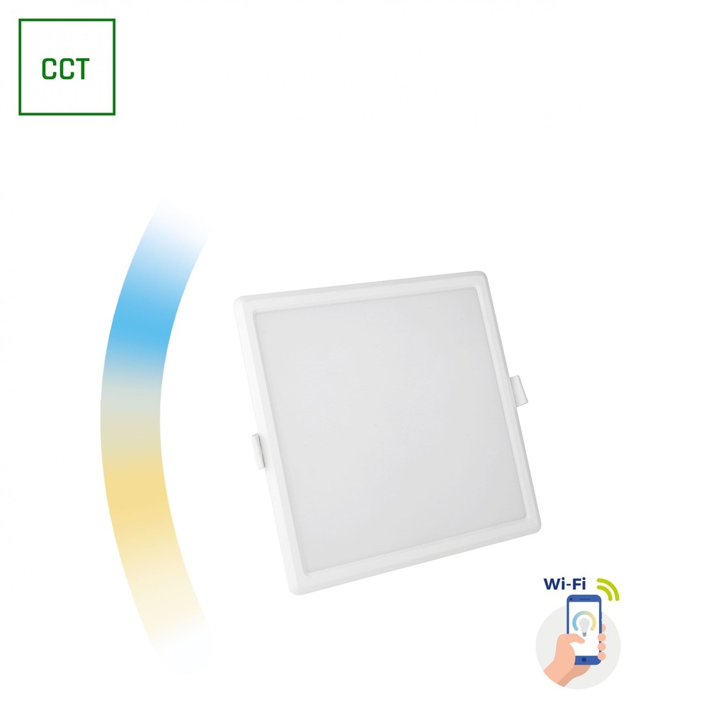 12w Algine Smart Cct Indbygningspanel Wi Fi Dæmpbar, 16,2x16,2 Cm, Firkantet, Justerbar Lyskulør fra Spectrum