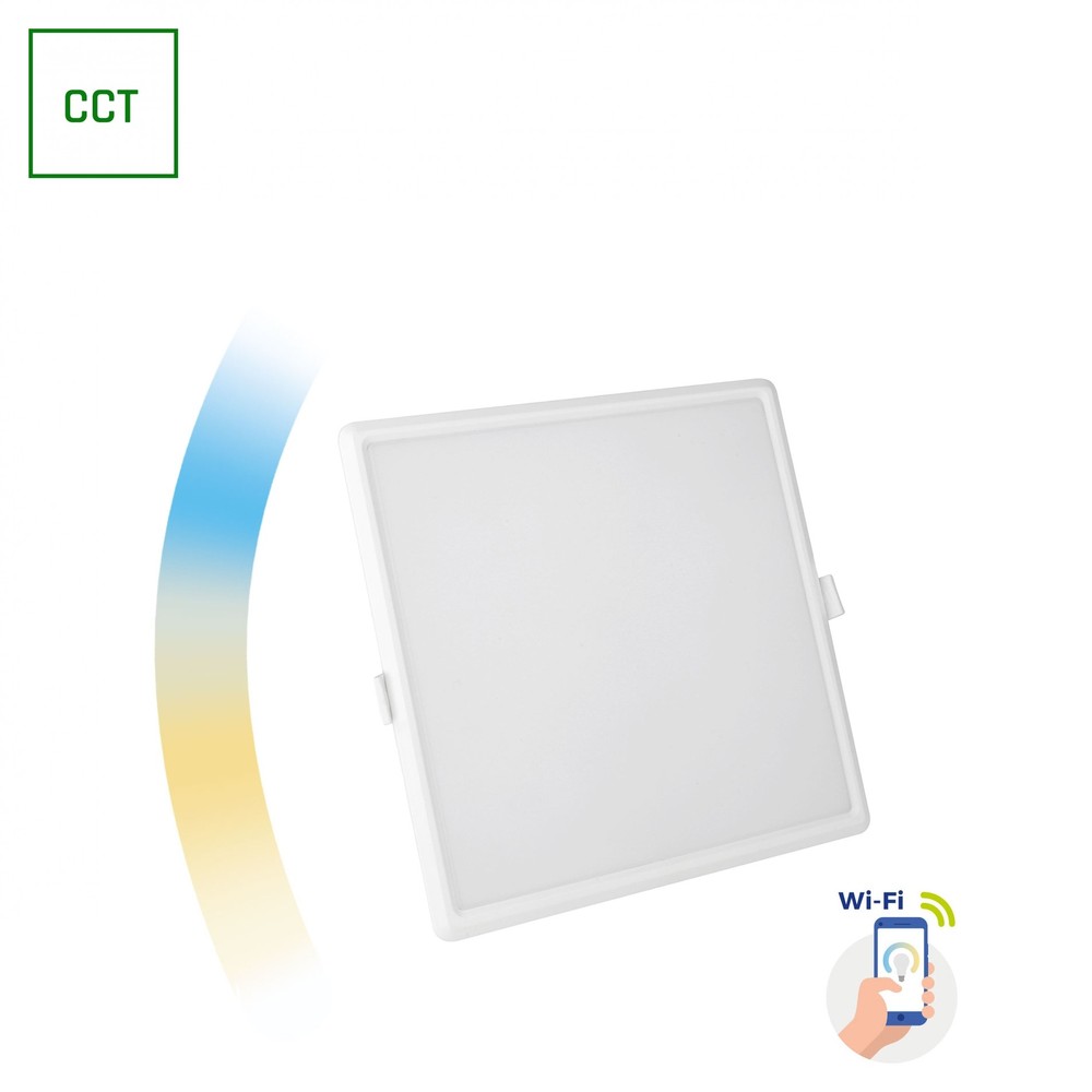 Algine 22w Smart Cct+dæmpbar Led Indbygningspanel Firkantet, Wi Fi, 2000lm, Ip20, Hul: 20,5x20,5 Cm, Mål: 21,5x21,5 Cm fra Spectrum