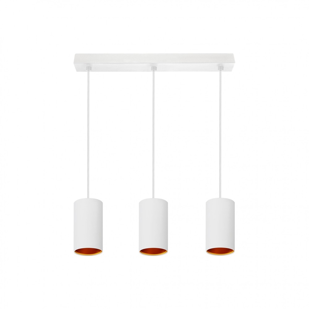 Chloe Gu10 X 3 Ip20 Nedhængt Lampe, Hvid, Guld, Rektangulær Base, Uden Lyskilde fra Spectrum