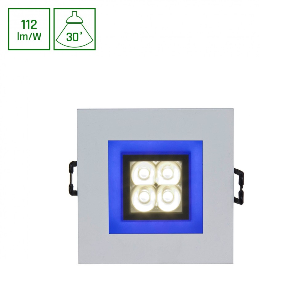Fiale 4led 4x1w 30° 230v   Firkantet, Kold Hvid, Led, Spot, Blå Ramme   Kulør : Kold fra Spectrum