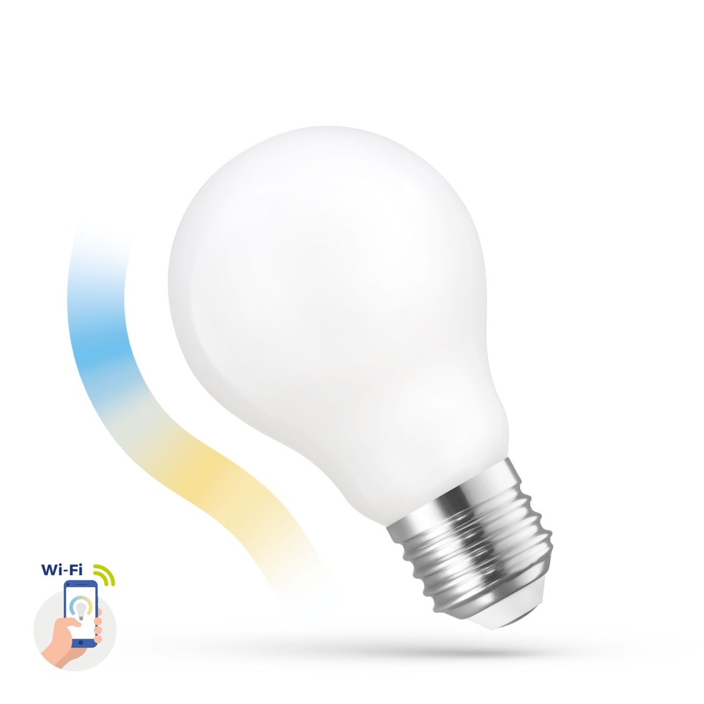 E27 5w Led Pære A60, Tuya Smart Life, Virker Med Google Home, Alexa Og Smartphones Dæmpbar : Via Smart Home, Kulør : Cct (varm Til Kold Hvid) fra Spectrum