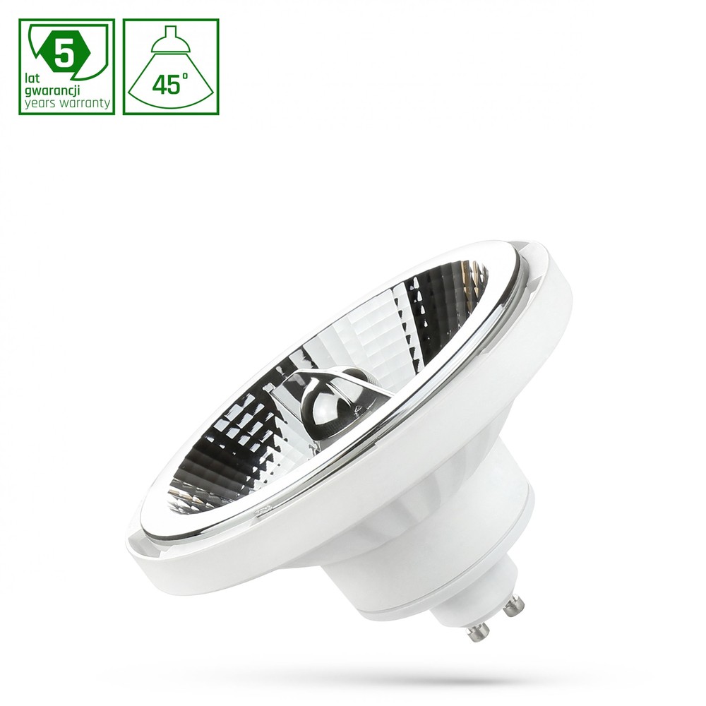 Gu10 12w Hvid Led Spot   Ar111, 45°   Dæmpbar : Ikke Dæmpbar, Kulør : Varm fra Spectrum