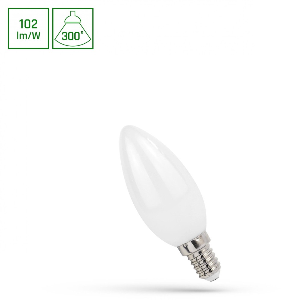 E14 4w Led Kertepære C37, 400lm, 2700k, Mælkehvid, Cog Filament Dæmpbar : Ikke Dæmpbar, Kulør : Varm fra Spectrum