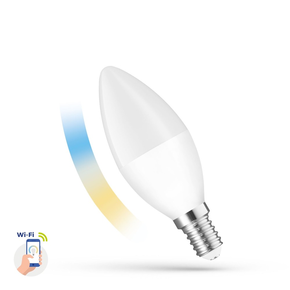 E14 5w Smart Home Led Pære C38, Tuya Smart Life, Virker Med Google Home, Alexa Og Smartphones Dæmpbar : Via Smart Home, Kulør : Cct (varm Til Kold Hvid) fra Spectrum