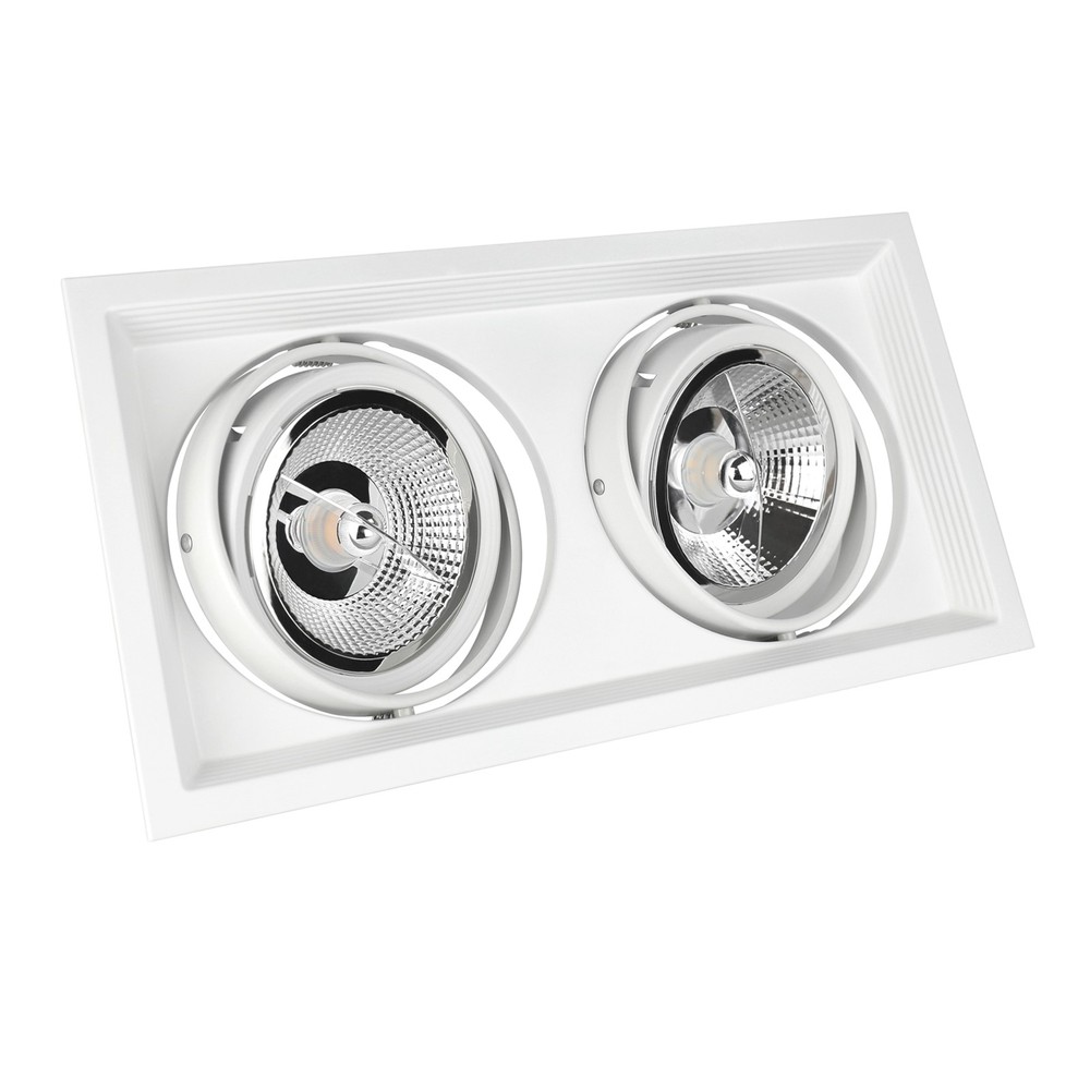 Gu10 X2 Ar111 Mdd Maxi Due Indbygningsspot Hvid, Aluminium, 186x336 Mm, Uden Lyskilde fra Spectrum