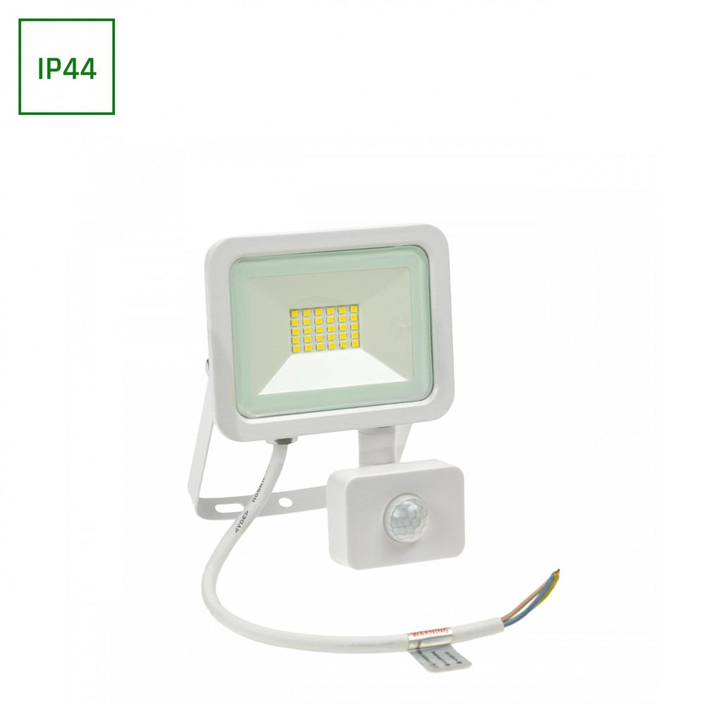 20w Projektør Med Sensor   Ip44, Varm Hvid, Hvid, Med Sensor   Kulør : Varm fra Spectrum