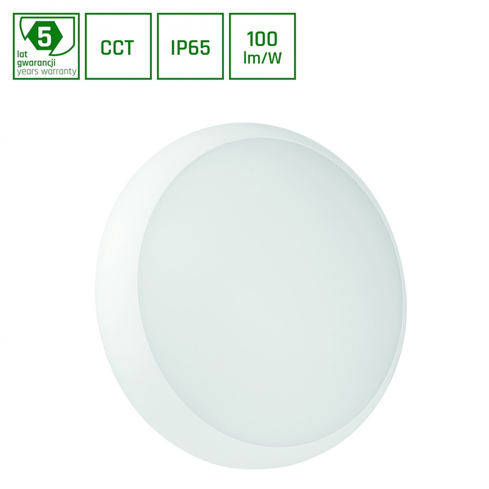 18w Nymphea City Pro Led Loftlampe Med Sensor Cct, Ip65, Ik10, 1800lm, Hvid, Udendørs Indendørs fra Spectrum