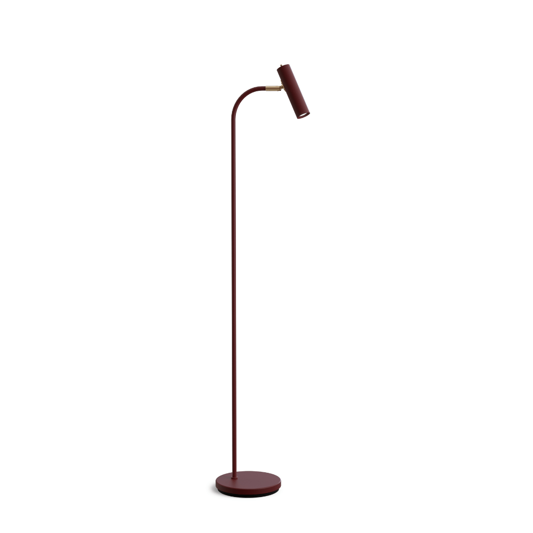 Slender Gulvlampe Mørkerød Messing     fra Belid