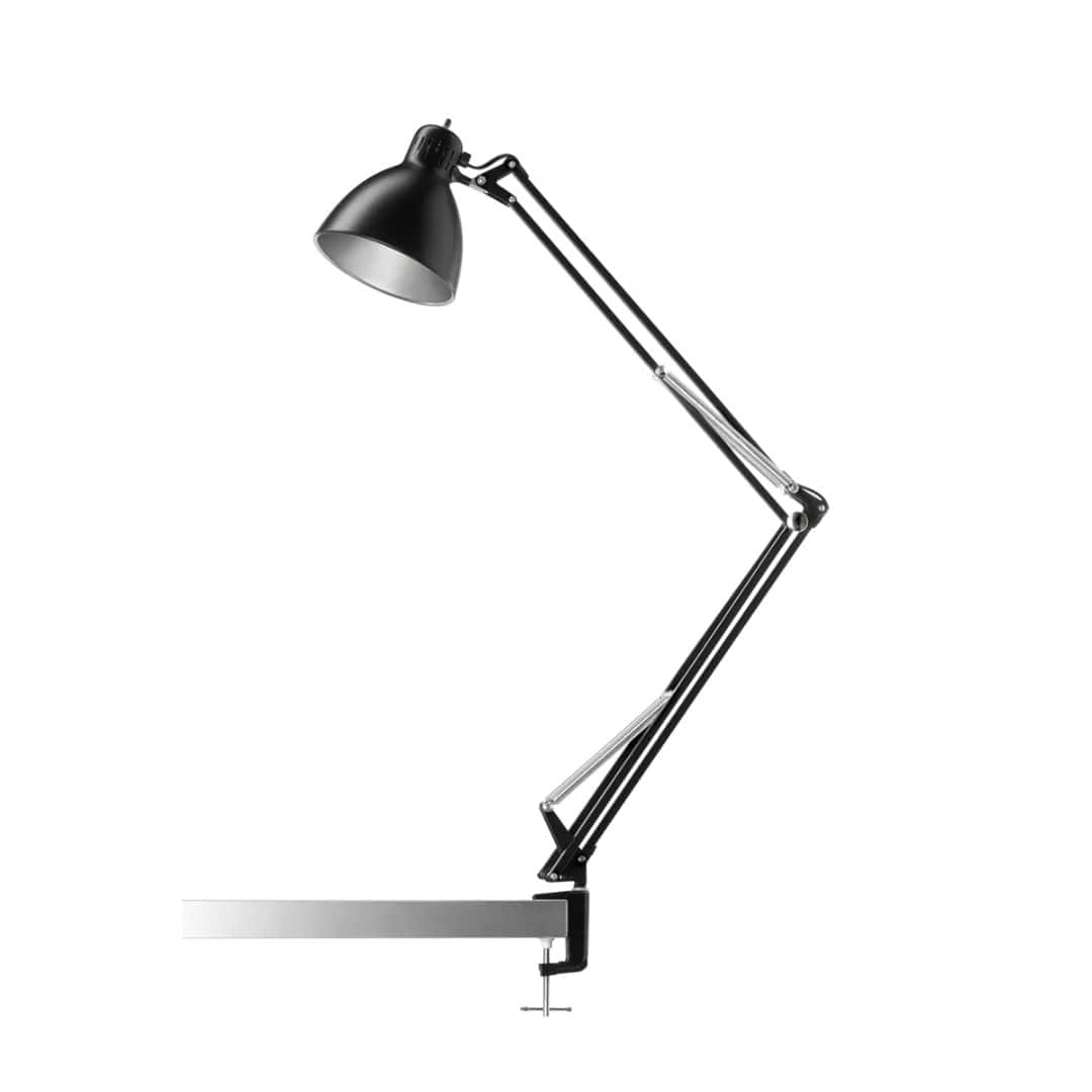 Archi T2 Bordlampe Med Klemme Mat Sort     fra Nordic Living