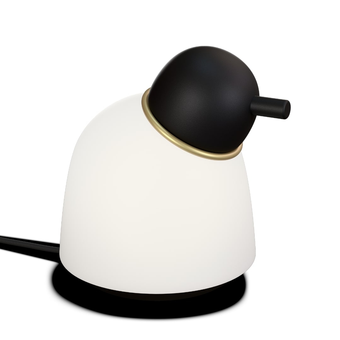 Bird Bordlampe Sort Messing Opal     fra Belid
