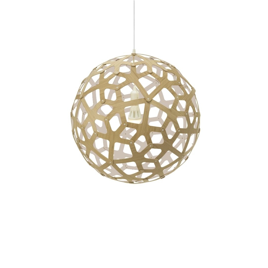 Coral ø60 Pendel Bamboo   Hvid     fra David Trubridge