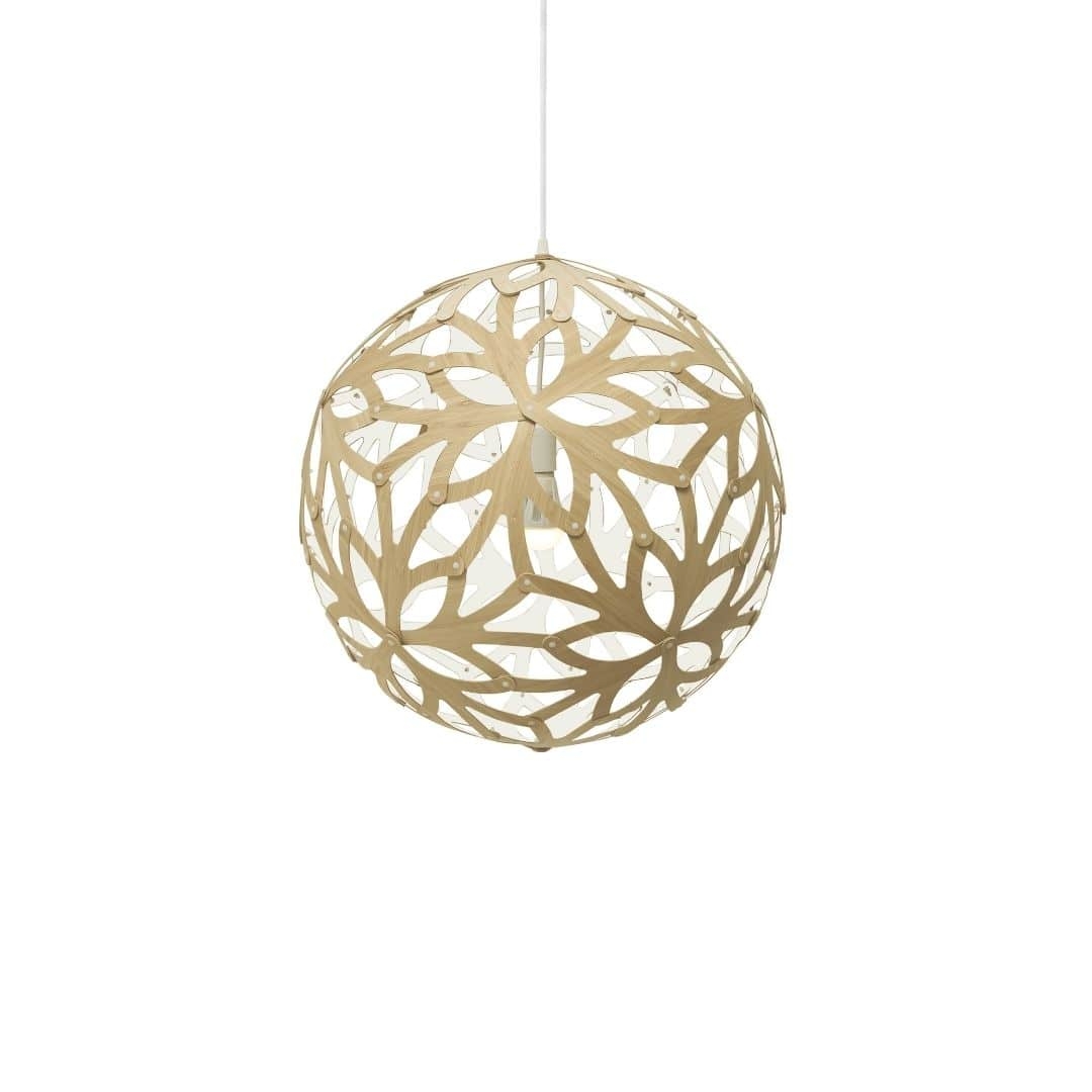 Floral ø60 Pendel Bamboo   Hvid     fra David Trubridge