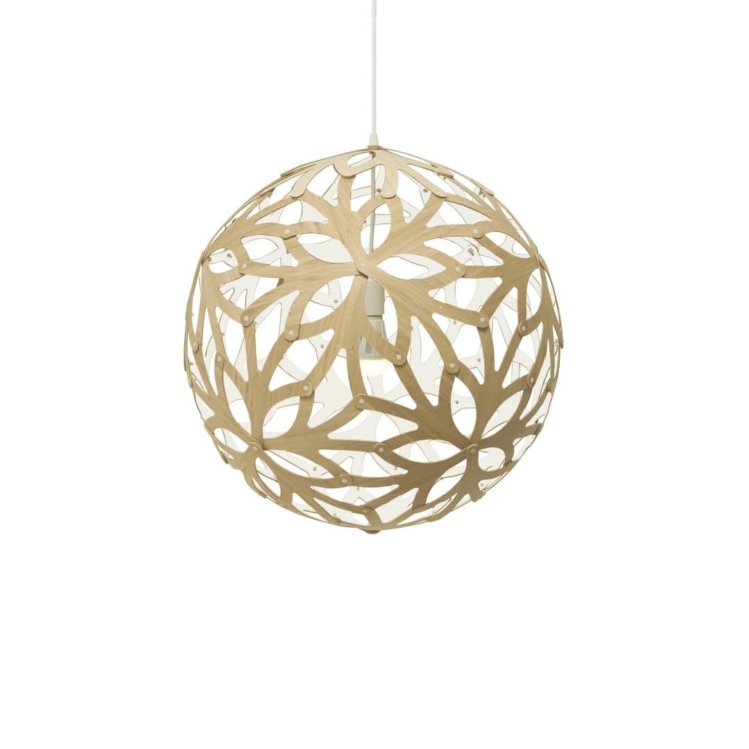 Floral ø80 Pendel Bamboo   Hvid     fra David Trubridge