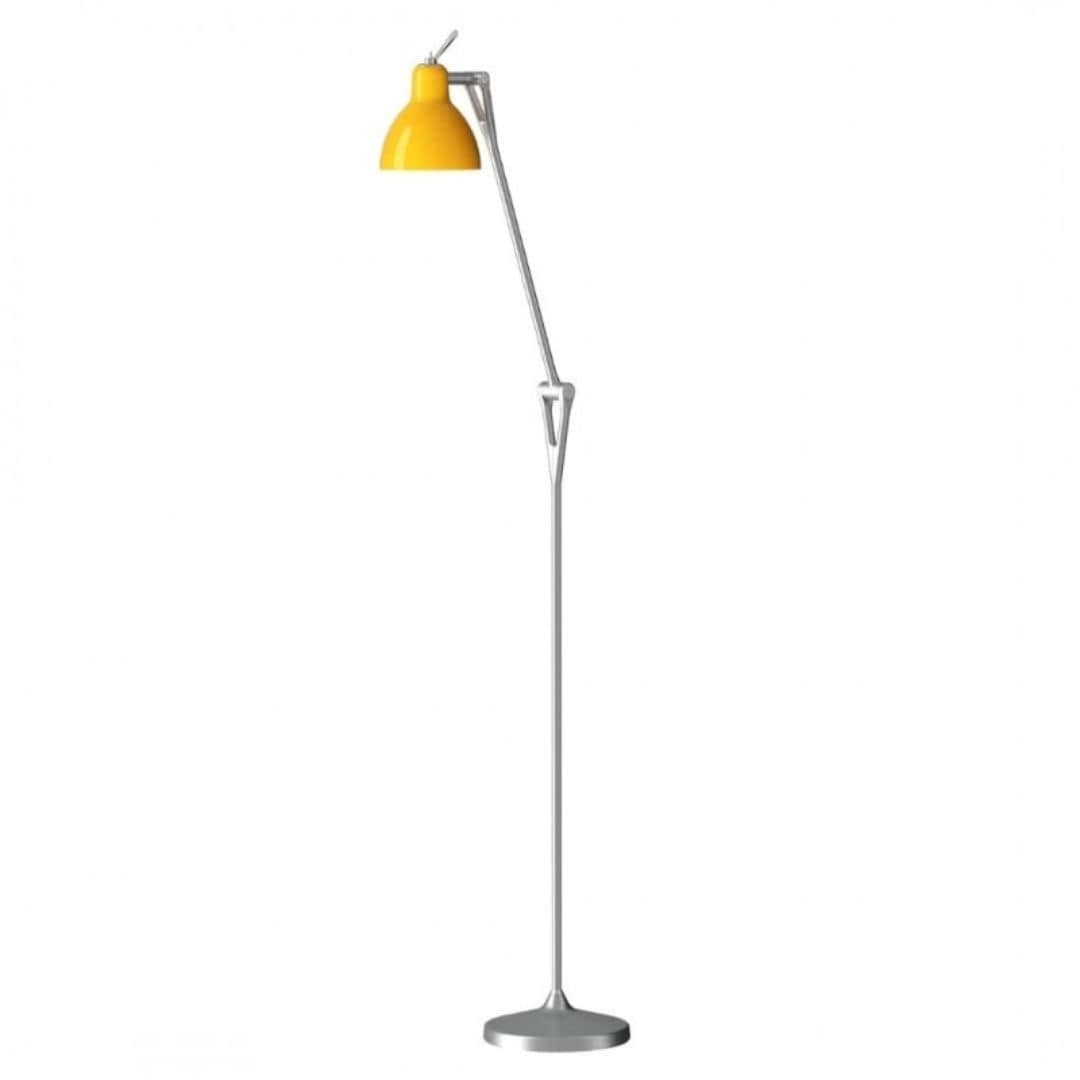Luxy F1 Gulvlampe Alu Blank Gul Skærm     fra Rotaliana