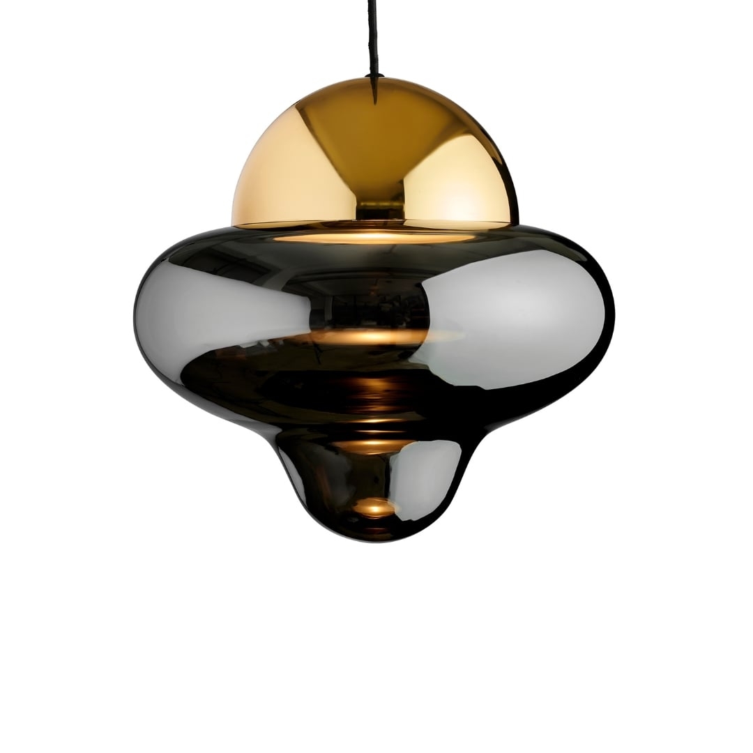 Nutty Pendel  Smoke Glass   Gold Dome     fra Design By Us