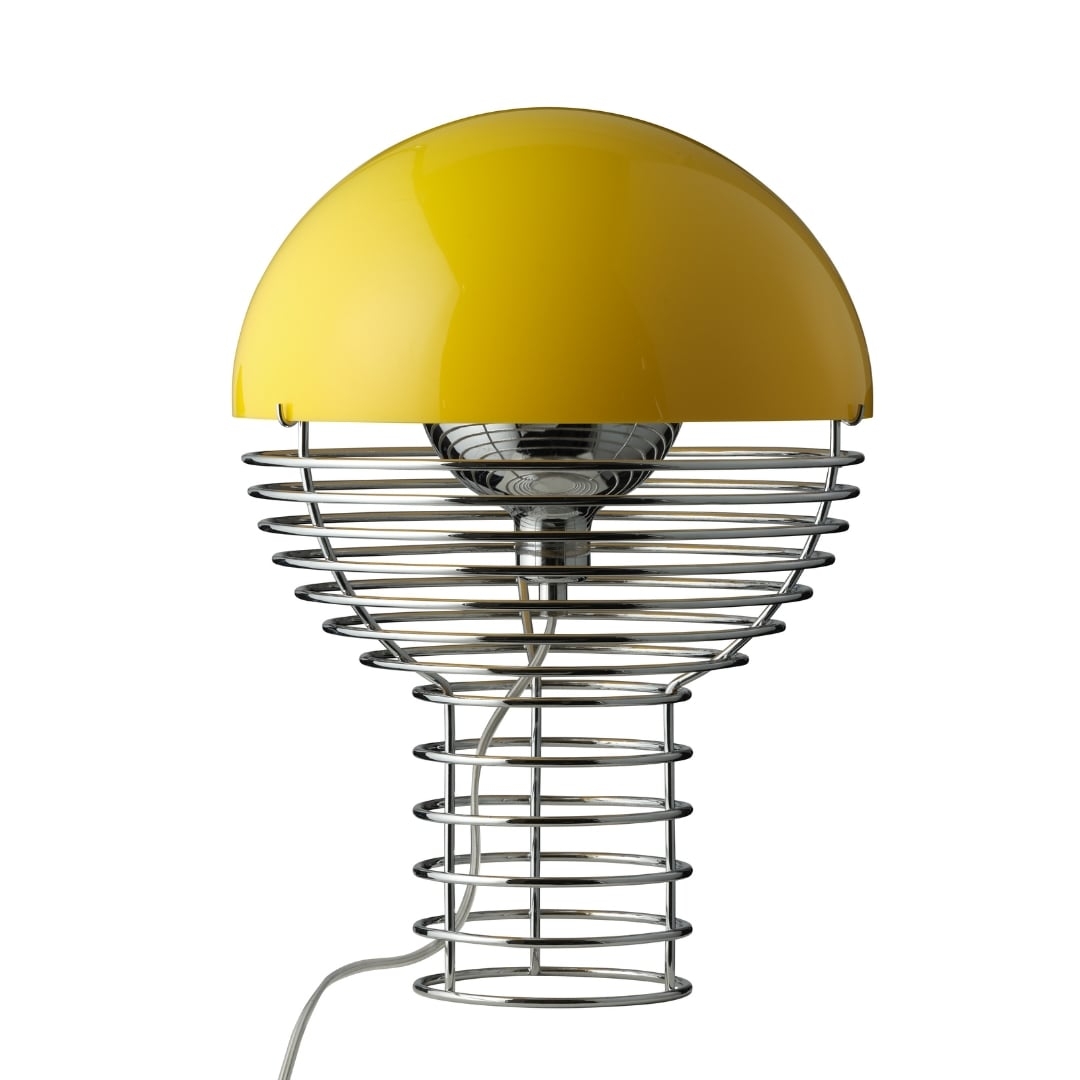 Wire Bordlampe Krom Gul ø30     fra Verpan