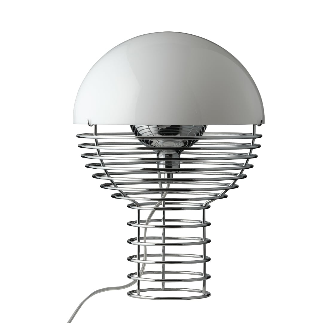 Wire Bordlampe Krom Hvid ø30     fra Verpan