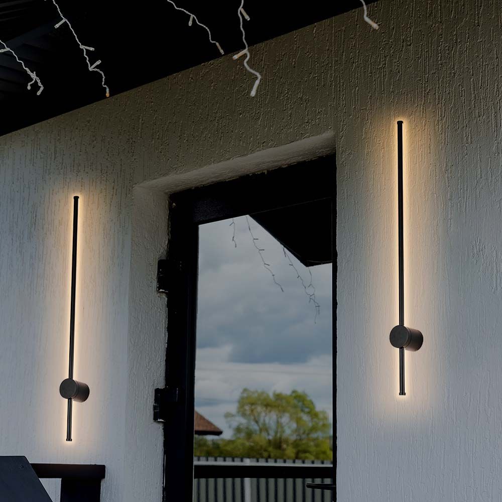 12w Led Væglampe, Ra90   Ip65, Sort, 1590lm, 4000k, 65cm Høj   Kulør : Varm fra V-tac