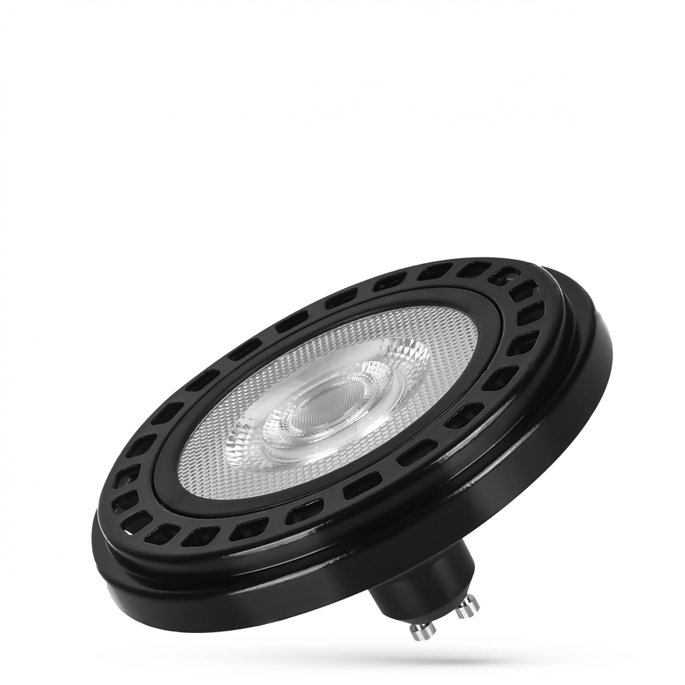 Gu10 20w Led Spot Ar111   Ra90, 30° Spredning, Sort Hus, 5 års Garanti   Dæmpbar : Ikke Dæmpbar, Kulør : Varm fra Spectrum