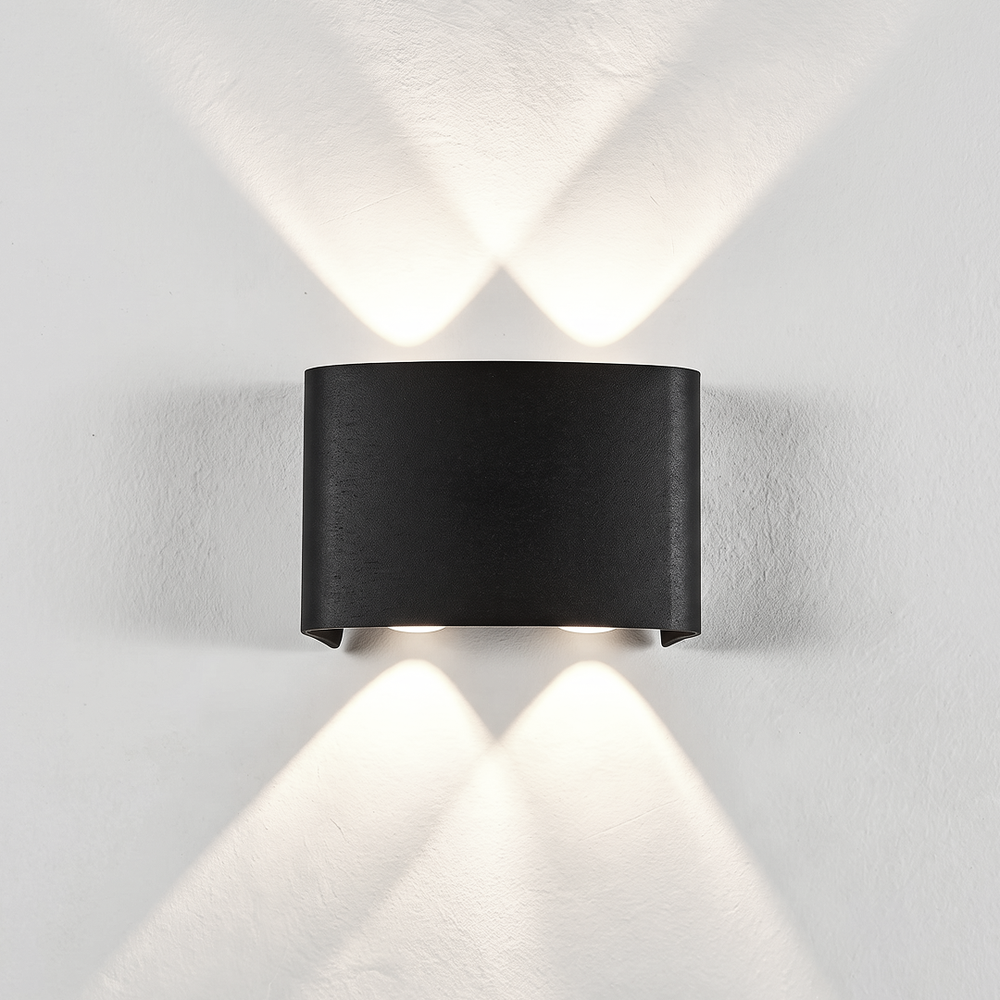 4w Curve Væglampe   Ip65, Sort, Op Ned, Udendørs, Inkl. Lyskilde   Dæmpbar : Ikke Dæmpbar, Kulør : Neutral fra Ledlife