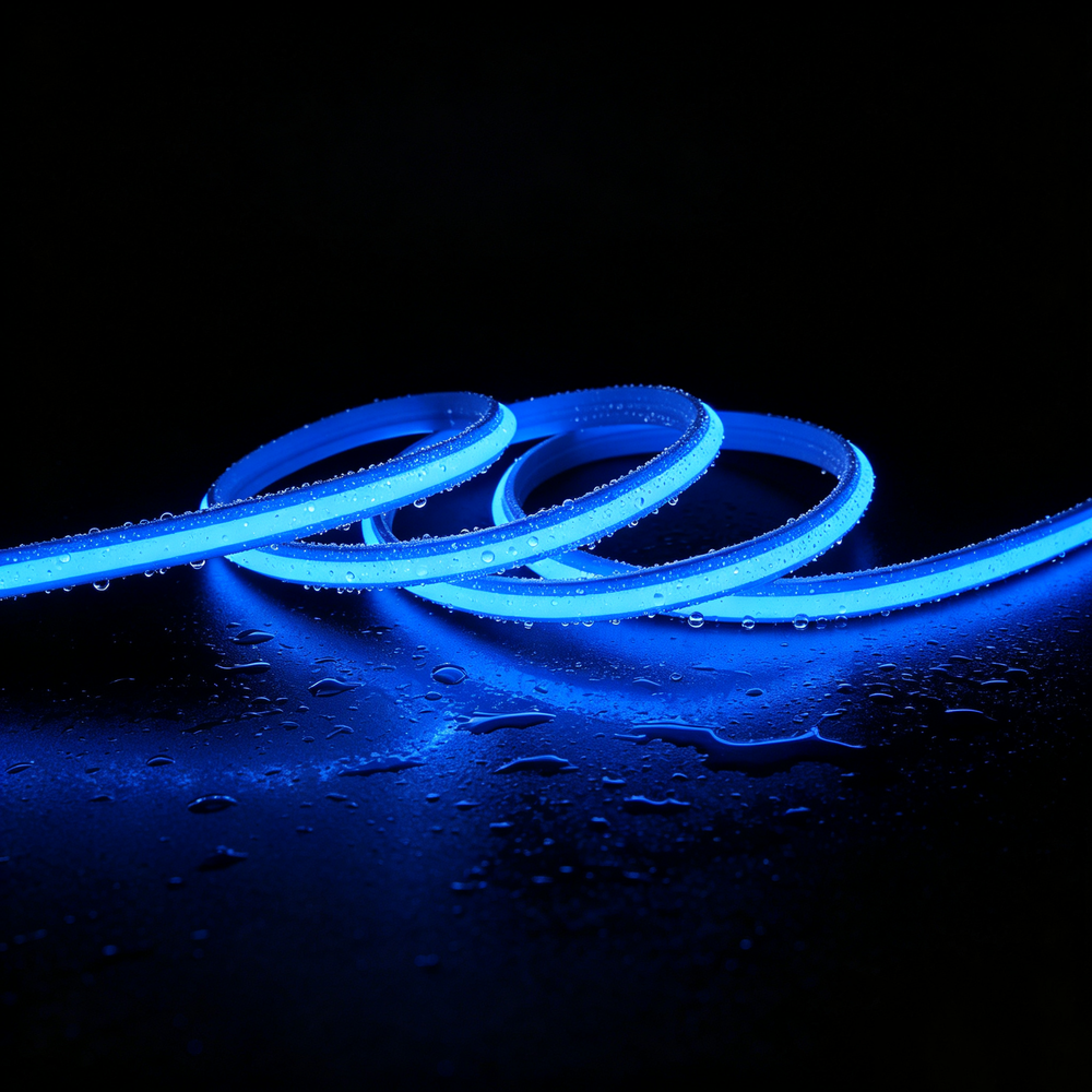 5m 9w M Blå Slim Cob Strip 230v, Ip67 Vandtæt, 296 Led, Kan Klippes For Hver 10cm Forpakning : 10m Inkl. Stik fra Ledlife