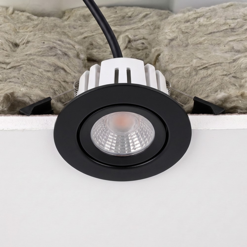 7w Ra96 Cct + Dimtowarm Indbygningsspot Til Isolering   Dæmpbar, Hul: ø6,8 Cm, Mål: ø,3 Cm, Sort   Dæmpbar : Dæmpbar fra Ledlife
