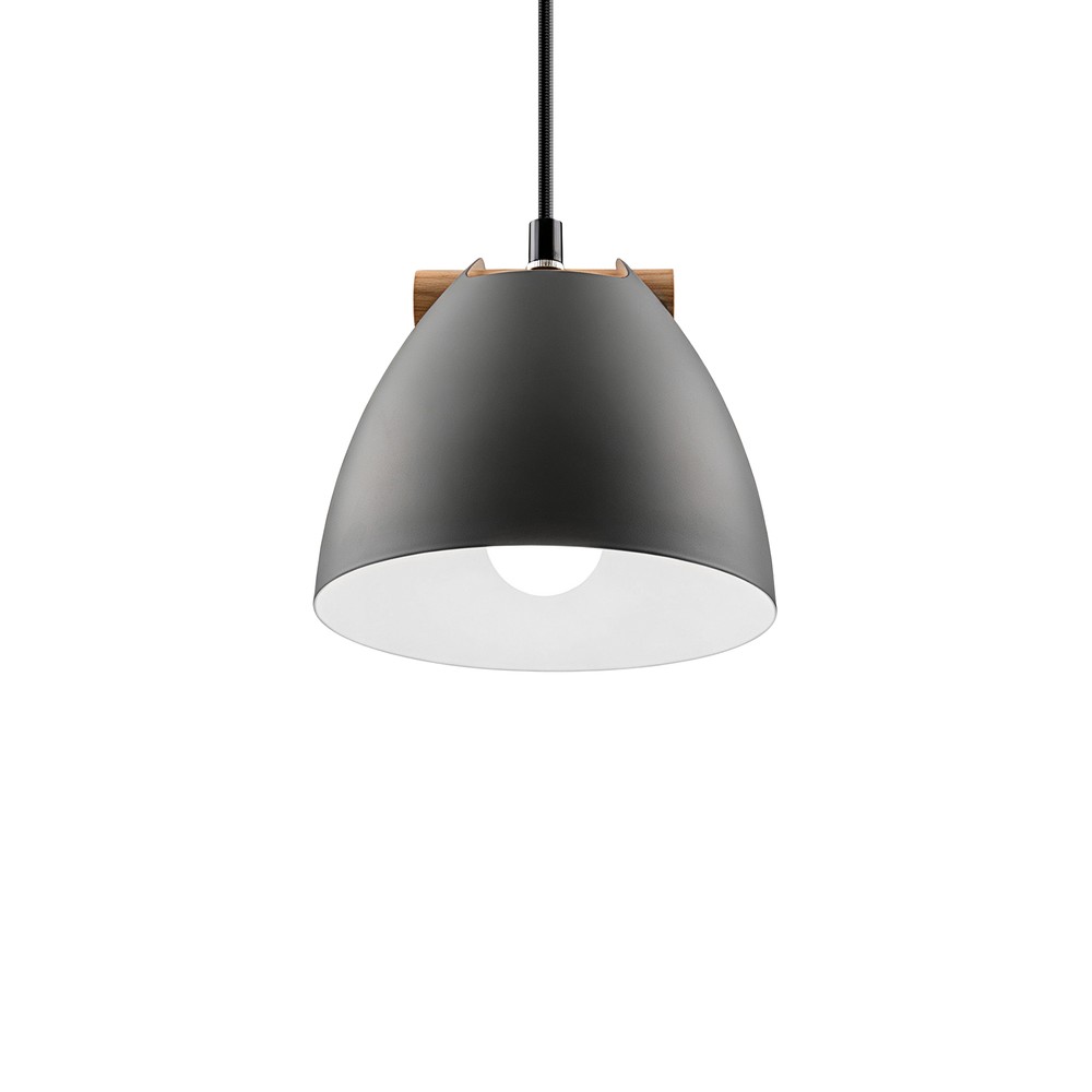 Grå ø16cm Pendel   E27 Fatning, 2m Ledning, Metal   Træ fra Home Décor