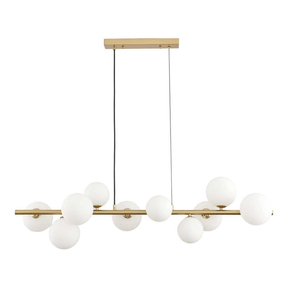 Lucca 10xg9 Langbordspendel Messing Hvid   98cm, Hvidt Matteret Glas, Inkl. Wireophæng, Uden Lyskilde fra Ledlife