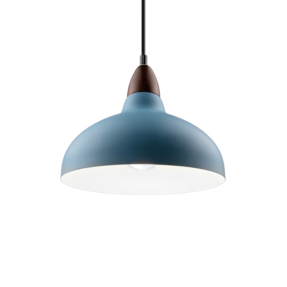 Birk Petrolumsblå ø24cm Pendel   E27 Fatning, 2m Ledning,  Metal   Træ fra Home Décor