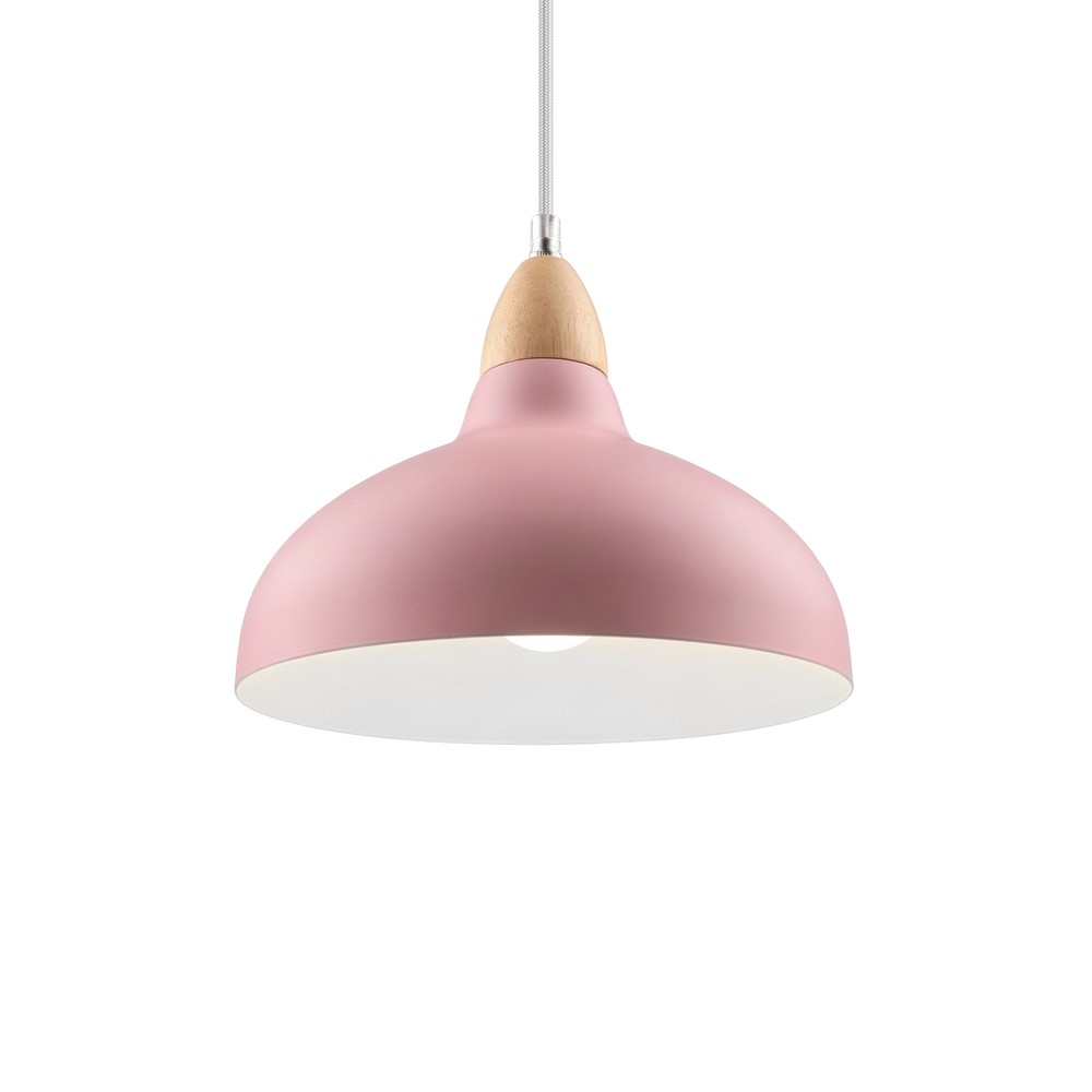 Birk Pink ø24cm Pendel   E27 Fatning, 2m Ledning, Metal   Træ fra Home Décor