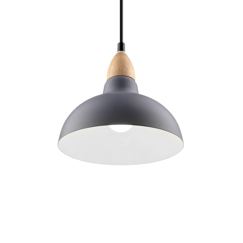 Birk Blå ø19cm Pendel   E27 Fatning, 2m Ledning, Metal   Træ fra Home Décor