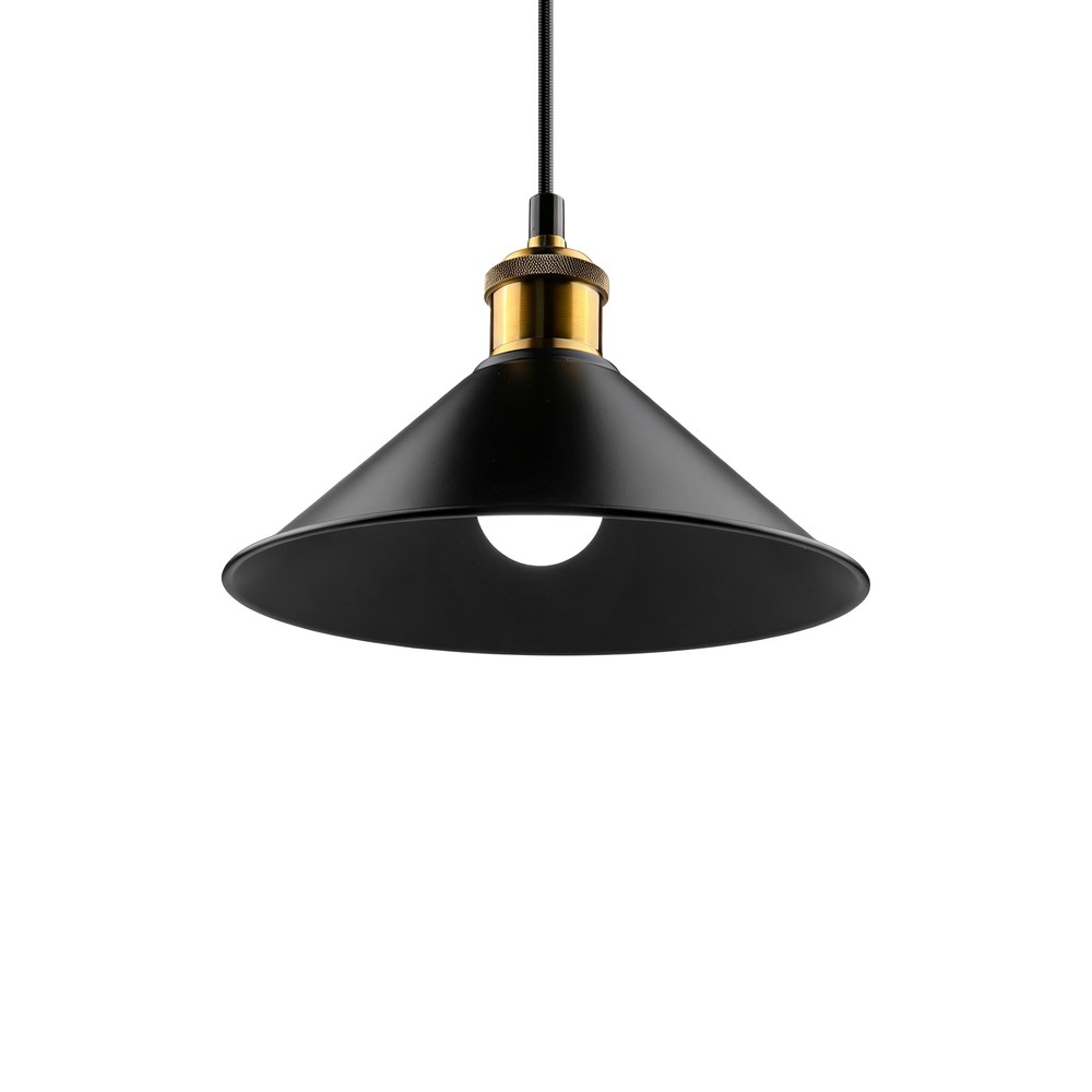 Sort ø22cm Pendel   E27 Fatning, 2m Ledning, Sort Messing fra Home Décor
