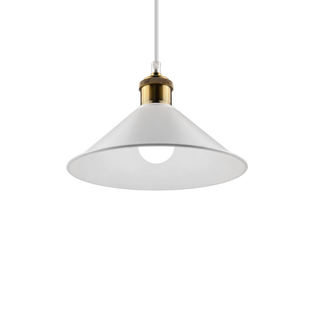 Hvid ø22cm Pendel   E27 Fatning, 2m Ledning, Hvid Messing fra Home Décor