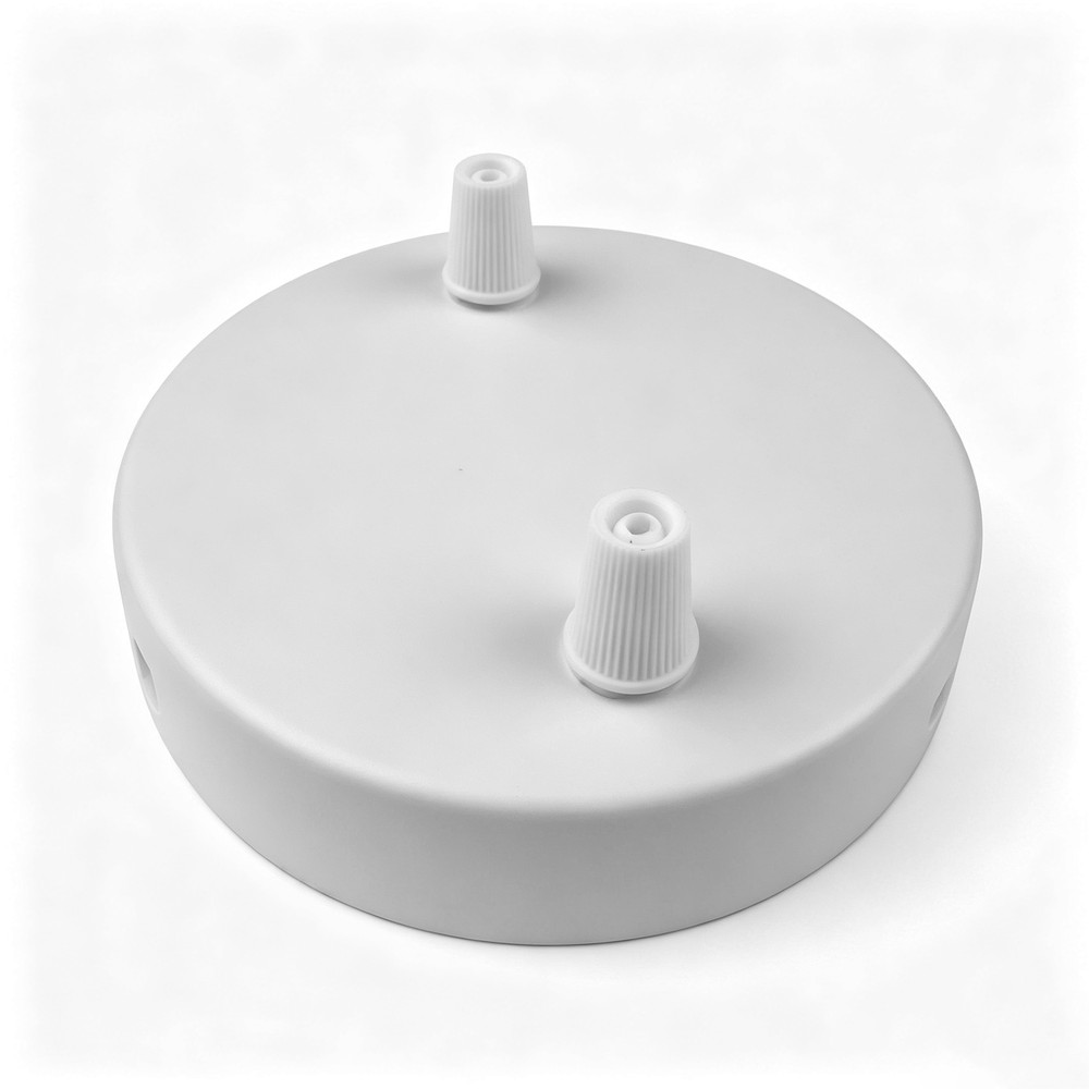 Baldakin I Hvid   ø12cm, Højde 2,5cm, 2 Huller, Loftroset fra Ledlife