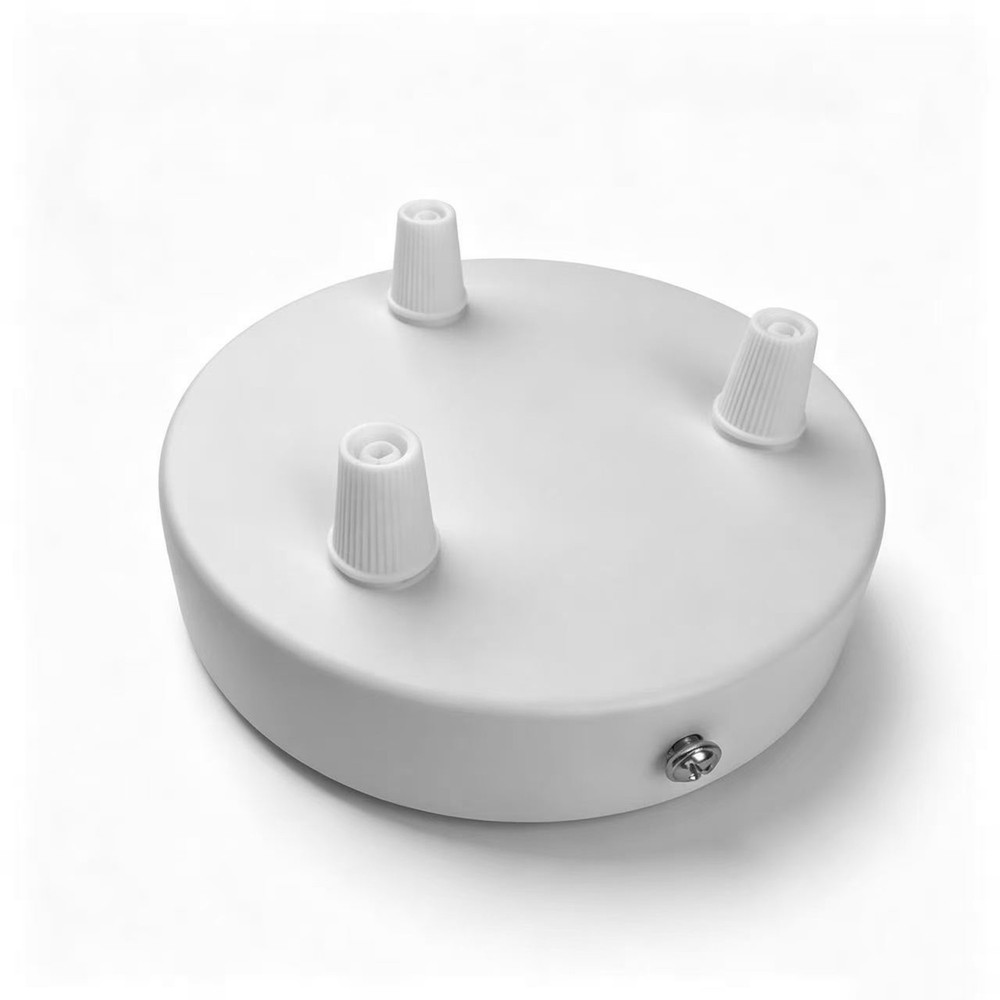 Baldakin I Hvid   ø12cm, Højde 2,5cm, 3 Huller, Loftroset fra Ledlife