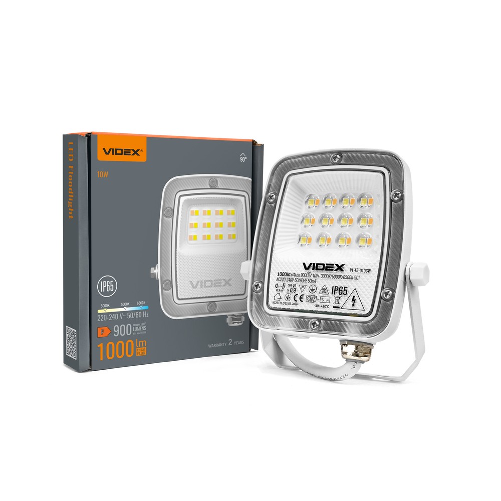 10w Cct Led Projektør   Ip65, Udendørs, Arbejdslampe   Kulør : Varm fra Videx