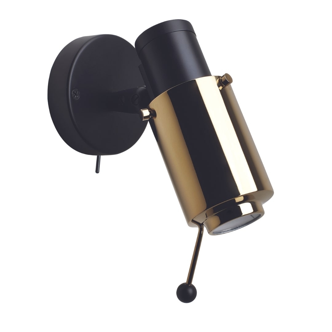 Biny Spot Led Mat Sort Guld M Afbryder     fra Dcw Editions