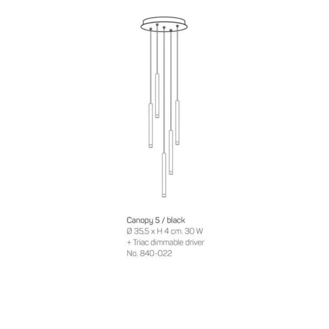 Canopy 5 Lampeophæng Sort     fra Loom Design