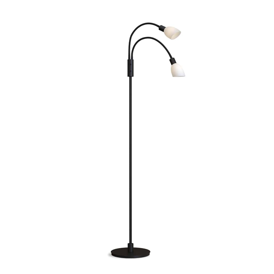 Cut Dobbelt Gulvlampe Sort Opal Glas     fra Herstal