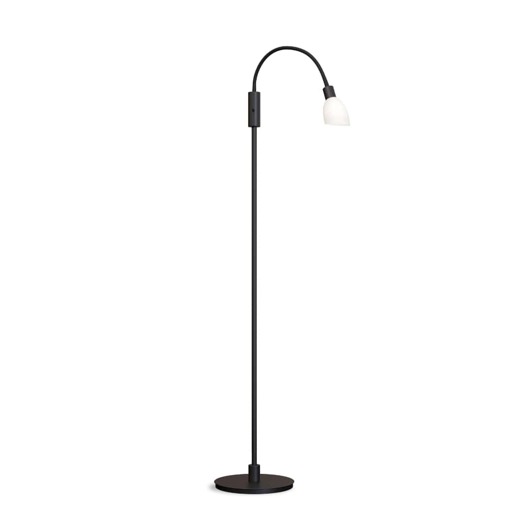 Cut Enkel Gulvlampe Sort Opal Glas     fra Herstal