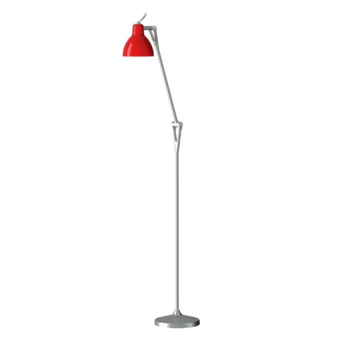 Luxy F1 Gulvlampe Alu Blank Rød Skærm     fra Rotaliana